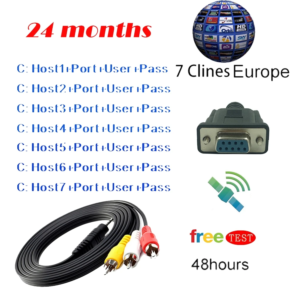 

7 Cccam Clines For 1/2 Year Europe Digital HD Satallite TV Receiver GTmedia V8 Nova Europe Cccam Spain GTmedia V7s
