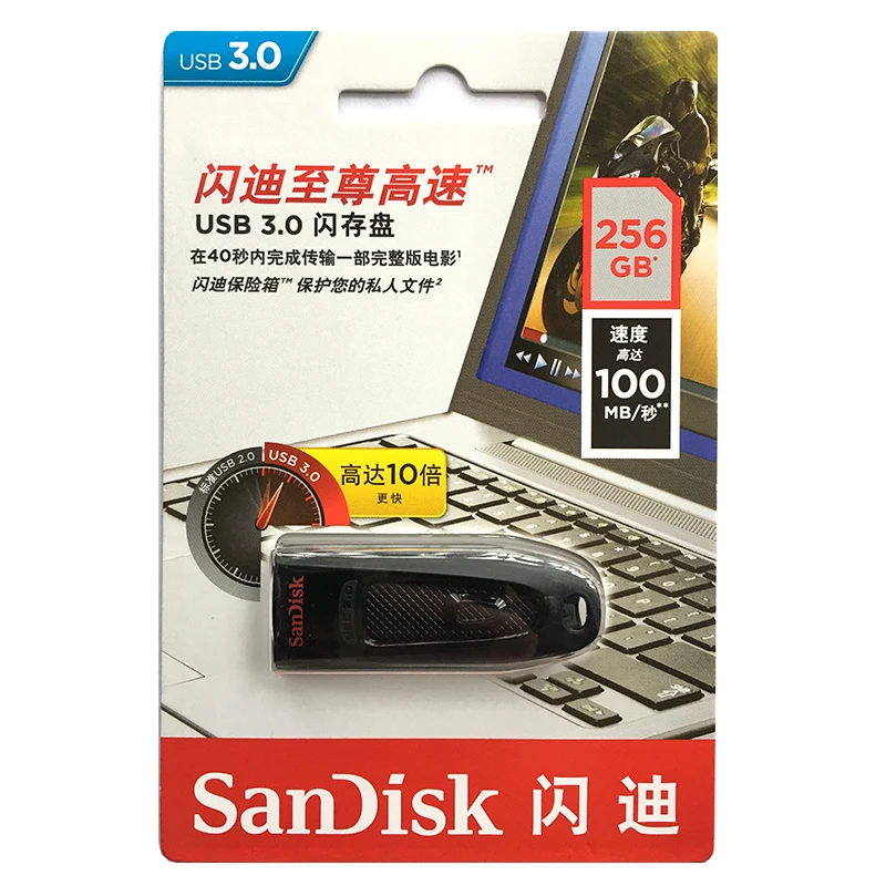 Двойной Флеш-накопитель SanDisk CZ48 USB3.0 флеш-накопитель 256 ГБ флэш-накопитель 128GB флэш-карта памяти 64 Гб оперативной памяти, 32 Гб встроенной памяти, 16 Гб флэш-накопитель чтения 100 МБ/с. USB ключ для ПК