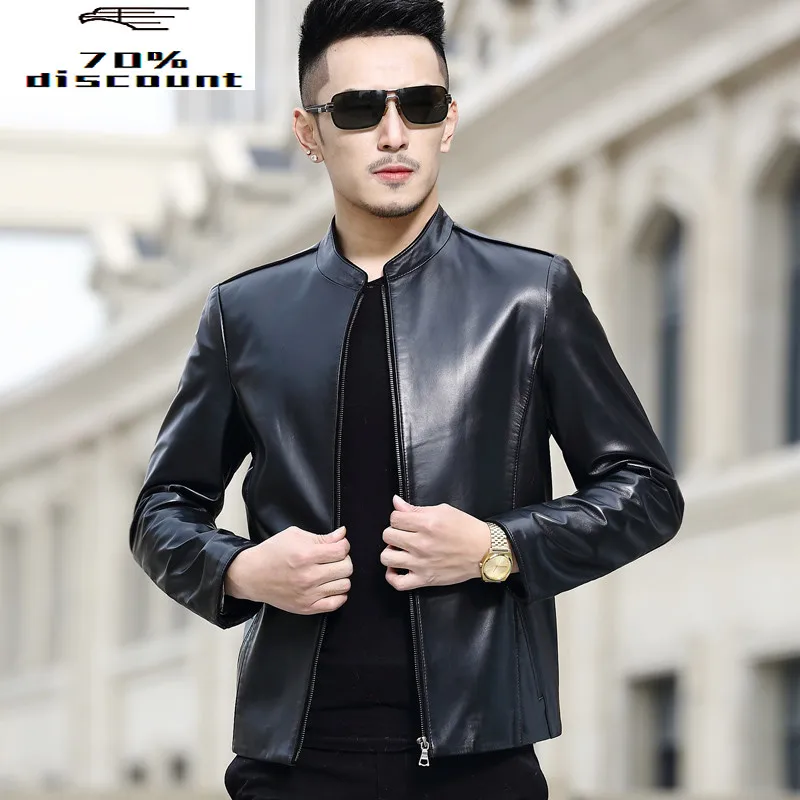 

Genuine Leather Jacket Short Sheepskin Coat Men Spring Autumn Blazer Leather Jackets Blouson Cuir Homme A26CJ8800 YY282