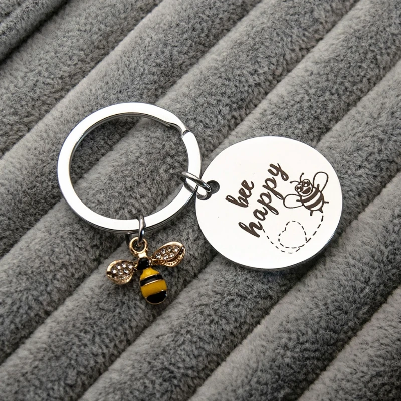 40GBHoneyBeeKeychainBeeHappyLovelyBirthdayKeyringKeychain