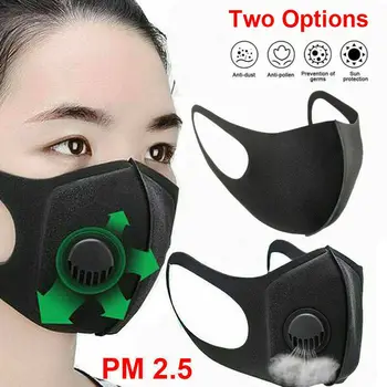 

PM2.5 Cotton Anti Haze Mask Breath Valve Anti-dust Mouth Mask Activated Carbon Filter Respirator Mouth-muffle Black Face Mask