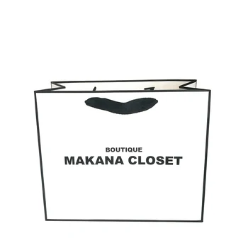 

Factory Custom Printed Eco-friendly Handled Fancy Black Frame Coated Paper Gift Bags Present Wrapping Supplies Event Party Favor