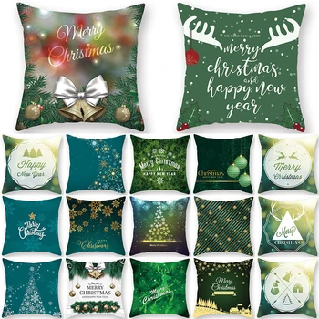 

1Pcs Christmas Letter Pattern Cushion Cover Polyester 45*45cm Decorative Pillowcase New Year Sofa Home Car PillowCover 40998