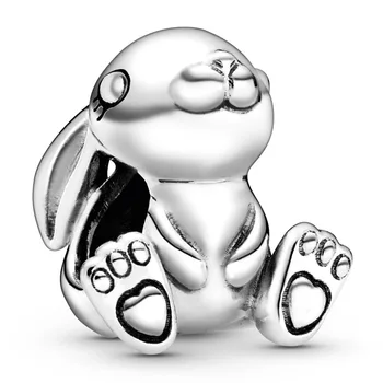 

New 925 Sterling Silver Animal Bead Charm Vintage Cute Nini the Rabbit Beads Fit Bracelet Bangle DIY Jewelry