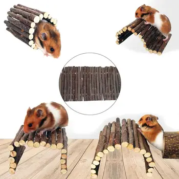 Apple Wooden Arch Bridge Hamster Dodging Tunnel Hamster Molar Toy Pet Rabbit Guinea Pig Supplies 4