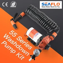 SEAFLO 55 סדרת סרעפת מים משאבת שלנו כבד החובה נשטף למטה ערכת 5.0GPM 60PSI 12V עם 6.5m מפותל צינור על לוח