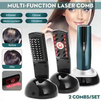 

2Pc Micro Current Laser Massage Comb Set Hair Massage Comb Equipment Hair Growth Treatment Hair Grow Brush Kit Hair Loss Therapy