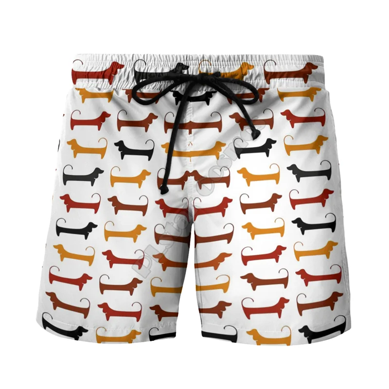 PLstar Cosmos New Summer Funny Cartoon Shorts Dachshund 3D Printed men for women streetwear Casual Beach Shorts 06