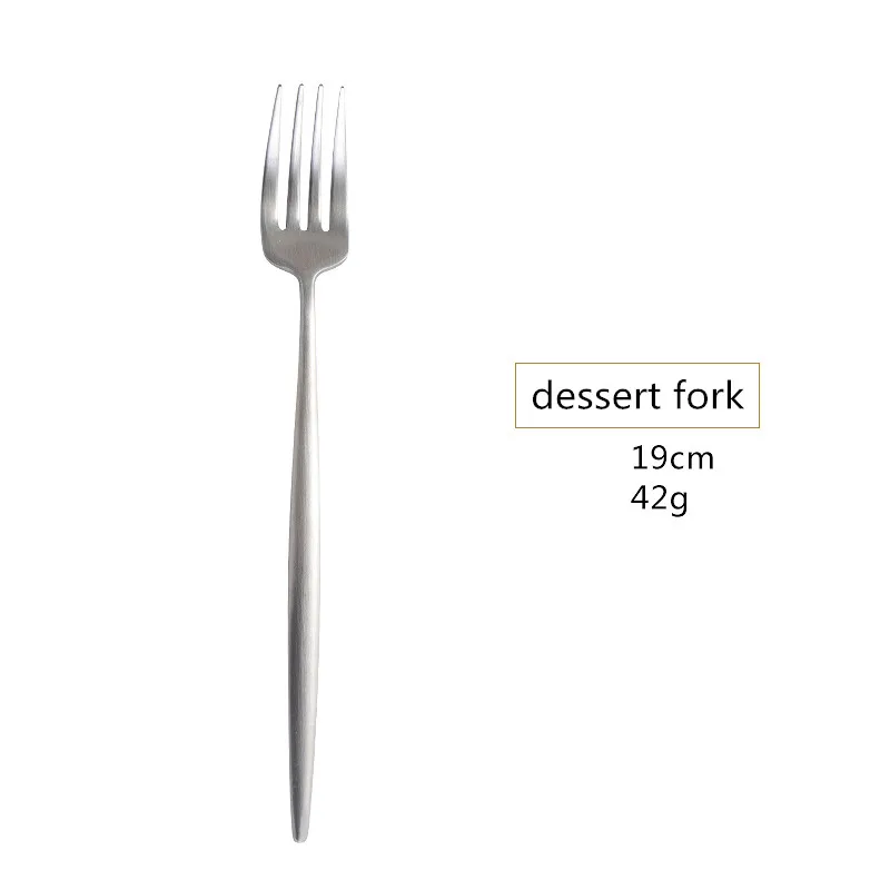 Матовый серебристый цвет, набор столовых приборов, китайские корейские палочки для еды, вилка, ложка, набор ножей, вилка для фруктов и десертов, стальные столовые приборы, металлическая посуда - Цвет: 1pc dessert fork
