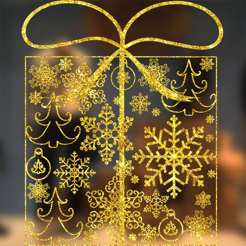 Рождественские статические наклейки рождественские украшения новогодние обои стеклянные оконные украшения, не оставляя следов Сильной адгезии - Цвет: 3