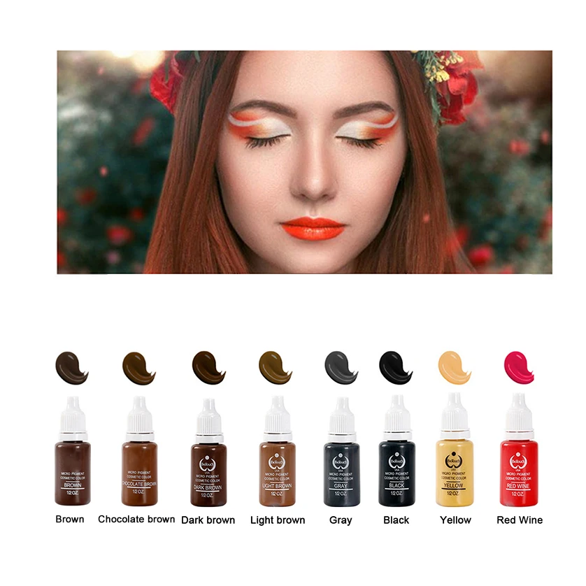 

8 colors Optional Permanent Makeup Micro pigments Set Tattoo Ink Cosmetic 15ml For Tattoo Eyebrow Lip Makeup Cosmetic