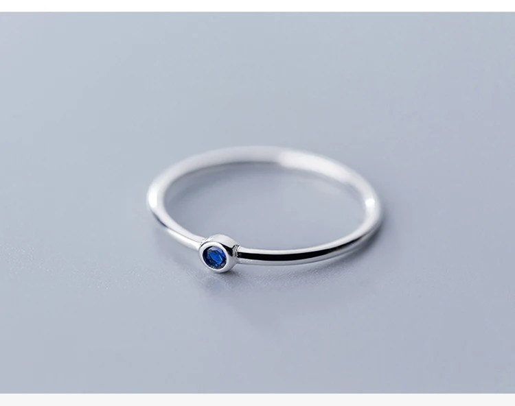 Аутентичное кольцо из стерлингового серебра 925 пробы с голубым Цирконом для модных женщин милые ювелирные изделия минималистичные аксессуары подарок