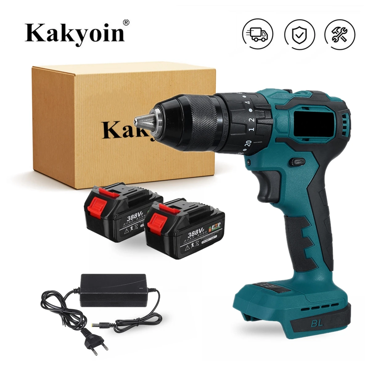 

13mm Brushless Electric Drill Cordless Impact Drill Screwdriver Drill 20+3 Torque Rechargeable Power Tool for Makita 18V Battery