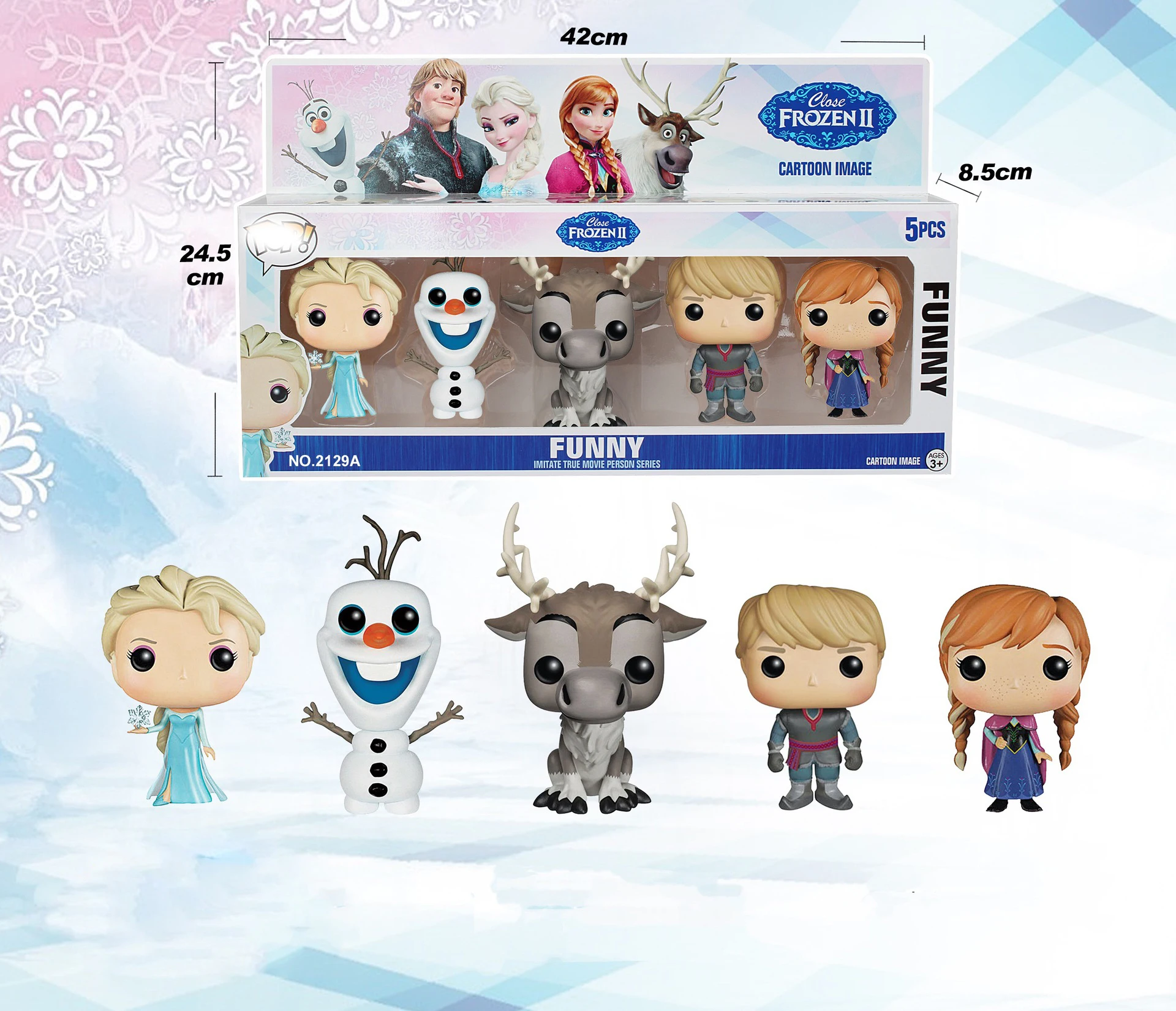 

5pcs/lot 10cm Frozen-2 Elsa Anna Action Figure Snow Queen PVC Toy Model Doll Kristoff Olaf Toys for Children Girls Birthday Gift