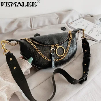 

Famous Brand Women Trendy Handbags Chains Wrinkles Retro Waist Bag Lady Travel Cross Body Bag Round Zipper Shoulder Bag Bolsa
