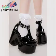  DORATASIA INS Elegant Female Sandals 2021 Solid Buckle Round Toe Platform Women's Sandals High Heel Fashion Comfy Shoes Woman 
