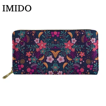 

Winter Floral Print Long Leather Wallet Cash Card Slot Large Capacity Forever Young Ladies' Clutch Fashion Wallet Custom