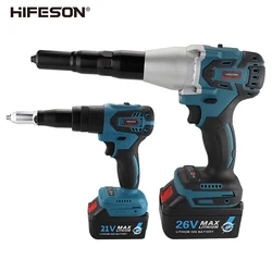 HIFESON – pistolet à Riveter Rechargeable, batterie au Lithium, riveteuse sans balais, outil de Rivet automatique, aluminium/acier inoxydable 