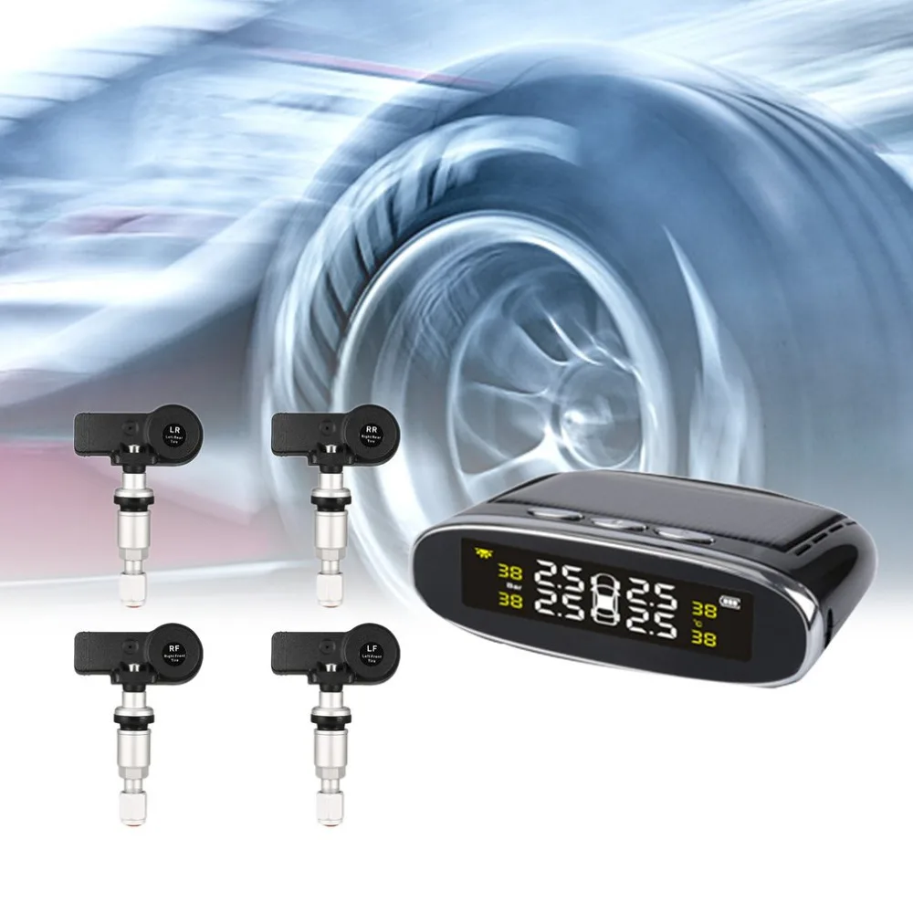 Умный автомобиль TPMS в режиме реального времени обнаружения шин солнечной системы контроля давления ЖК цифровой Авто охранной сигнализации системы