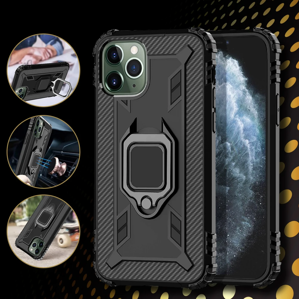 

TPU Back Cover Phone Case with Finger Ring Bracket Holder for iPhone 11 /11 Pro /11 Pro Max Phone Case Anti-knock Fitted Case