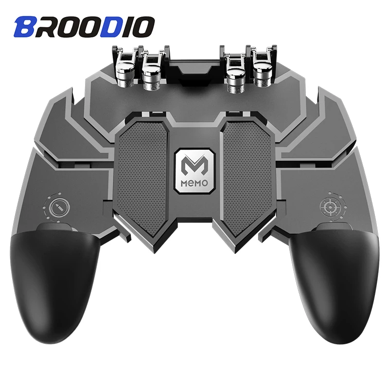 

Pubg Controller AK66 Six Finger Gamepad Triggers Pubg Metal Trigger Joystick Control Pubg For IOS Android Mobile Phone Game pad