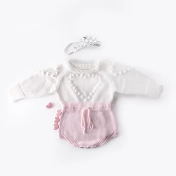 

Spring Autumn 0-3Yrs Newborn Baby Sweater Romper Cotton Solid Infant Boys Girls Jumpsuits Clothes Baby Cute Sweet Heart Romper