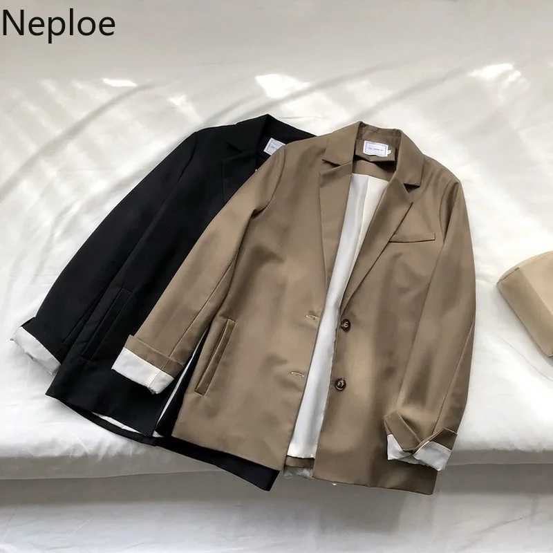 Neploe Bleizer Mujer 2020 новый осенний Блейзер Combinaison однотонные стиль Харадзюку Blaser Femme