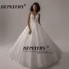 BEPEITHY Deep V Neck Lace Wedding Dress 2022 Ball Gown Bridal Court Train Sleeveless Women Indian Ivory Wedding Bouquet Gown New ► Photo 2/6