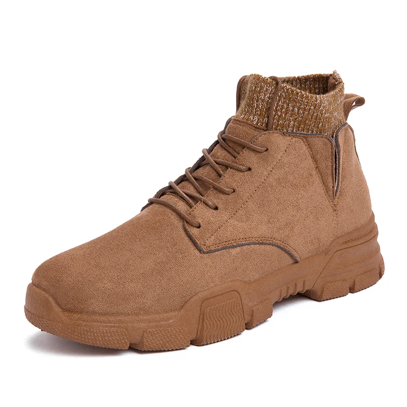 

British Style Vintage Autumn Winter Suede Men Ankle Boots Pointed Toe High-Top Casual Shoes Platform Men Work Martin Boots 45 46