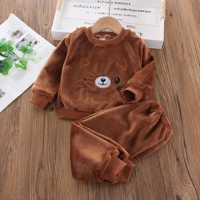 Bebê menino conjunto de roupas outono e inverno veludo grosso quente casual  com capuz camisola dos desenhos animados urso bonito 3 pçs da criança roupas  da menina terno - AliExpress