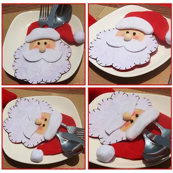 

2019 New Year Christmas Decorations For Home Cutlery Decor Dining Restaurant Table Santa Claus Pocket Bag Kerst Decoratie