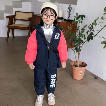 

Children's Down-Cotton Jacket Suit for Baby Kids Clothes Set Winter 2020 New Girls Boys Warm Thicken Jacket Coat+Pant+Bag