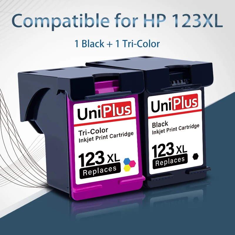 UniPlus Re-Manufactured Ink Cartridge for Printer hp 123XL hp123 Black Tri Color DeskJet Envy Officejet 3630 3632 3634 5252 5255