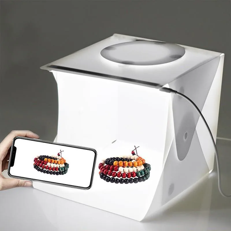 

Foldable Photography Lightbox Photo Studio Softbox LED Light Shooting Box Kit With 2 Background for DSLR Camera Smart Phone