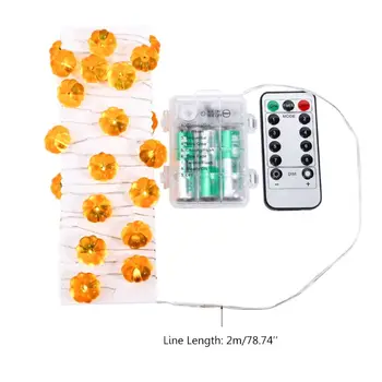 

30 LEDs Cute Pumpkin String Light with 8 Flicker Modes for Fall Halloween Q0KF