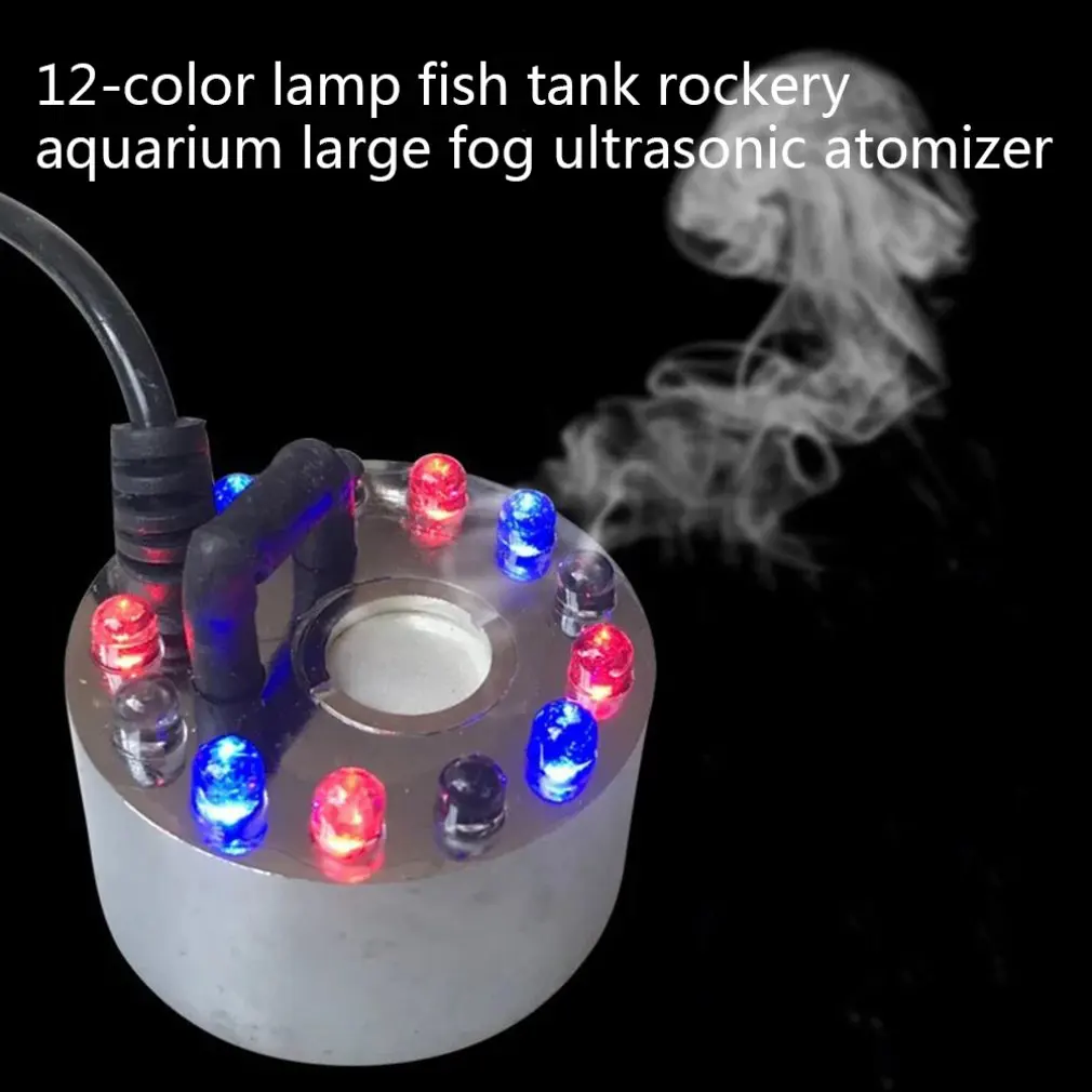 

Intelligent 12 Led Lights 20Mm Single Head Ultrasonic Atomizer Air Humidifier Atomizing Lamp Rockery Water Bonsai fog fountain