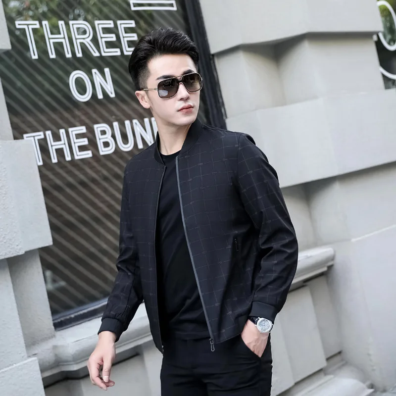 

New Style Stand Collar Jacket Men's Business Casual Baseball Uniform Fashion Middle-aged MEN'S Coat Spring And Autumn