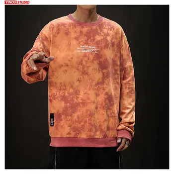 

Dropshipping Autumn 2020 Mens Causal Streetwear Tops Japanese Outwear Pullover Male Streetwear Tie Dyeing Loose Hoodies