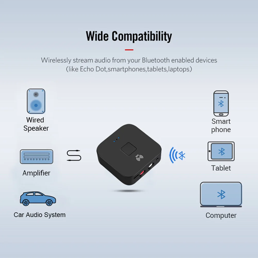 3,5 мм AUX беспроводной адаптер NFC Bluetooth 5,0 приемник микрофон Громкая связь вызов Bluetooth автомобильный аудио приемник