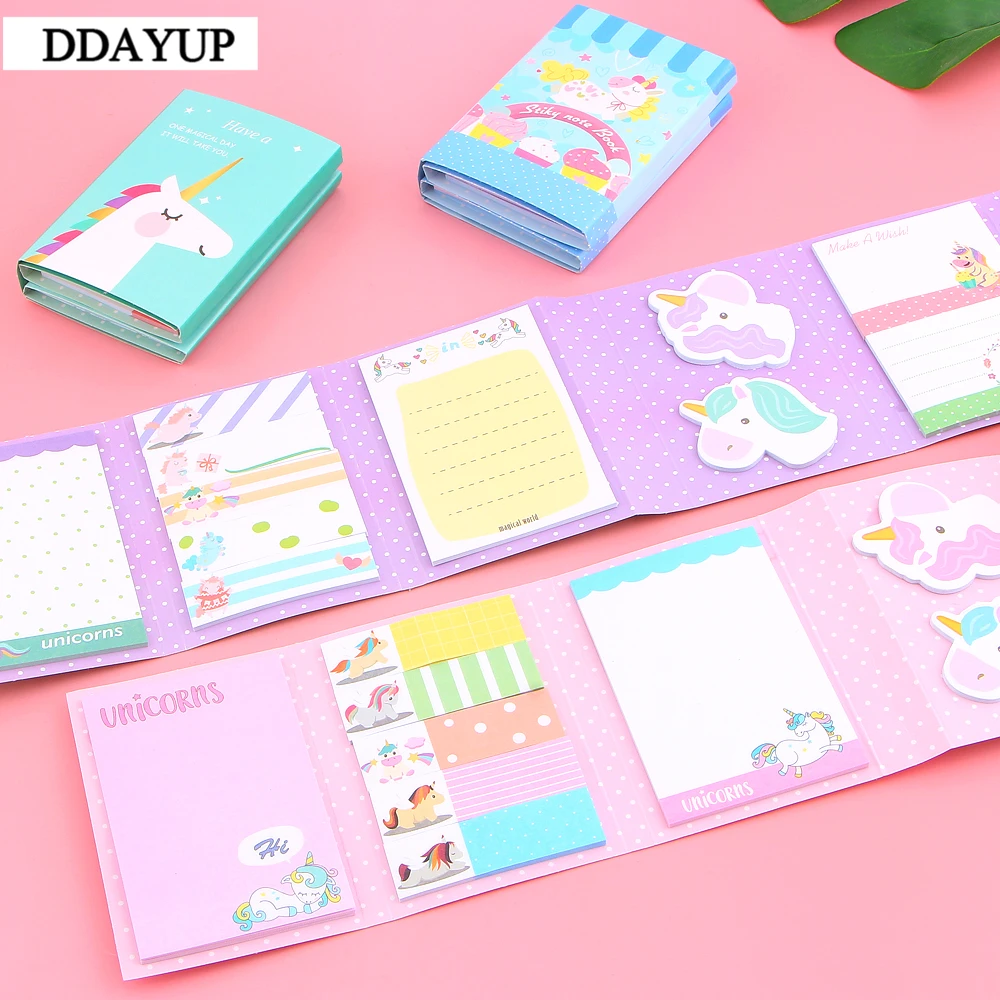 Lovely Cute Unicorn Party 6 Folding Memo Pad N Times Sticky Notes Memo Notepad Bookmark Gift Stationery
