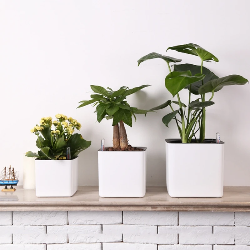D7WA Garden Flower Pot Self Watering Succulents Plant Starter With Water Level Indicator Indoor Outdoor Decorations flower pot hydroponic flower pot plant pot