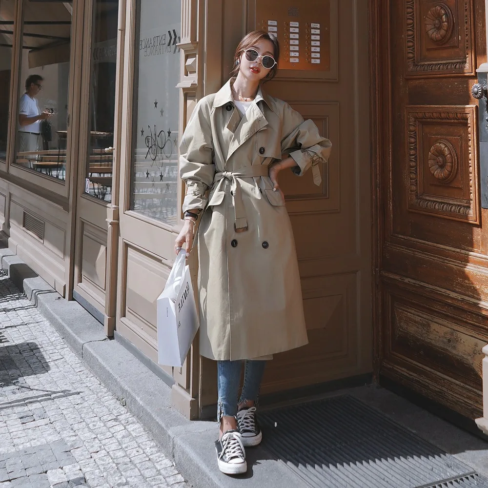 

Photo Shoot Fashionable Korean-style CHIC-Style Coat 2019 Autumn New Style WOMEN'S Dress Retro Laziness-Style Waist Hugging Lace