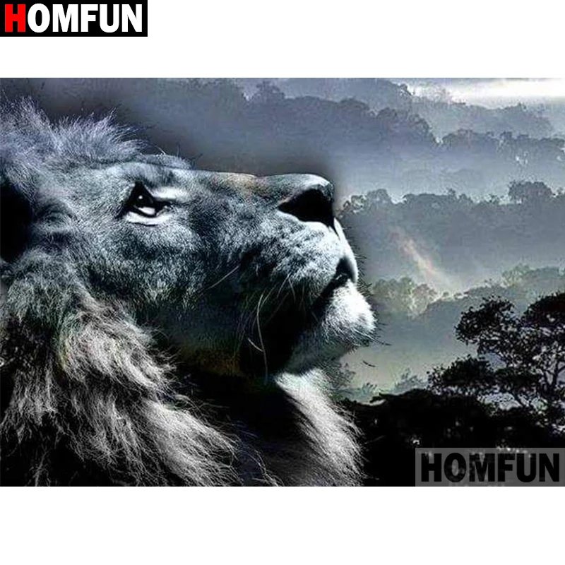 Алмазная 5d картина HOMFUN сделай сам вышивка крестиком в виде животного Льва