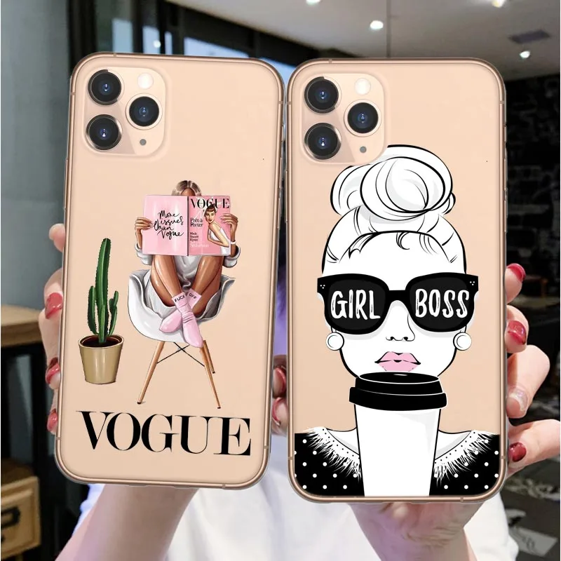 Чехол для iPhone 11 SE 6S 7 8 Plus X XR XS Max силиконовый черный чехол девочек малышей женщин