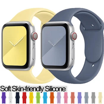 

Soft Silicone Sport Band For Apple Watch 5 Wrist Bracelet Strap For iWatch series 5 4 3 2 1 band 40mm 44mm 38mm 42mm accessories