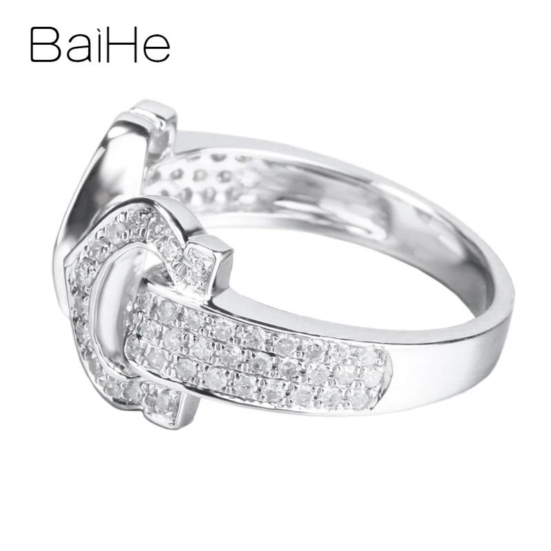 BAIHE Твердое 14 к белое золото(AU585) 0.5CT сертифицировано H/SI круглой огранки из натурального бриллианта свадебные женские модные ювелирные изделия кольцо
