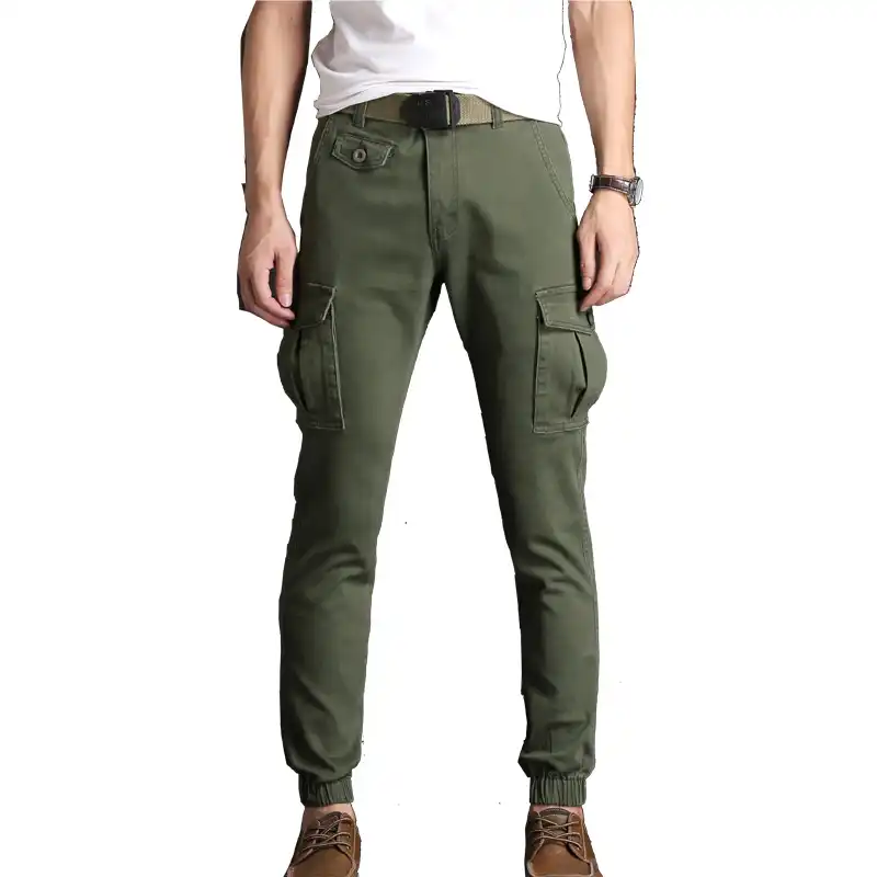 mens elastic khaki pants