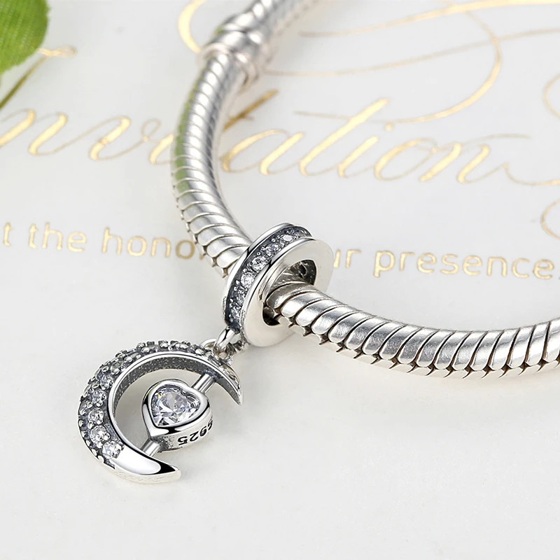 ELESHE 925 пробы серебряные подвески с подвеской I Love U To The Moon, подходят для оригинальных браслетов и ожерелий для женщин, ювелирные изделия своими руками