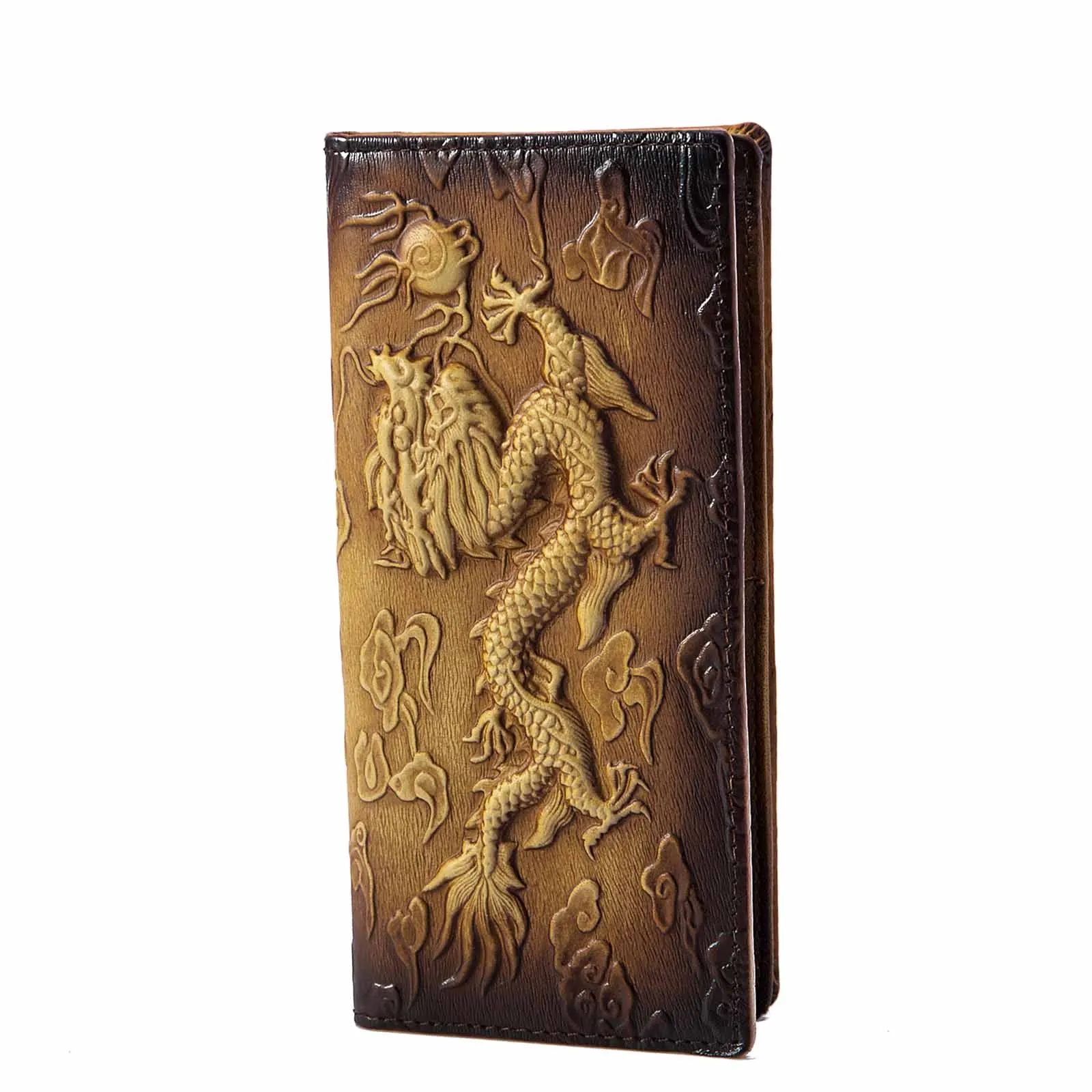 gold-dragon Унисекс оригинальное качество кожи модные подарок животных с тиснением и изображением длинные Чековая книжка Органайзер Кошелек Дизайн сумкиогофункциональная дорожная сумка-клатч 1014-bd - Цвет: gold-dragon