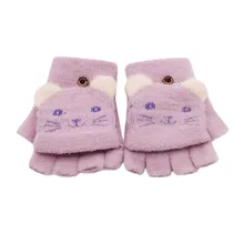 Осень-зима, вязаные теплые перчатки для детей, для мальчиков и девочек, зимние, с рисунком кота, в стиле пэчворк, цветные, теплые вязаные перчатки